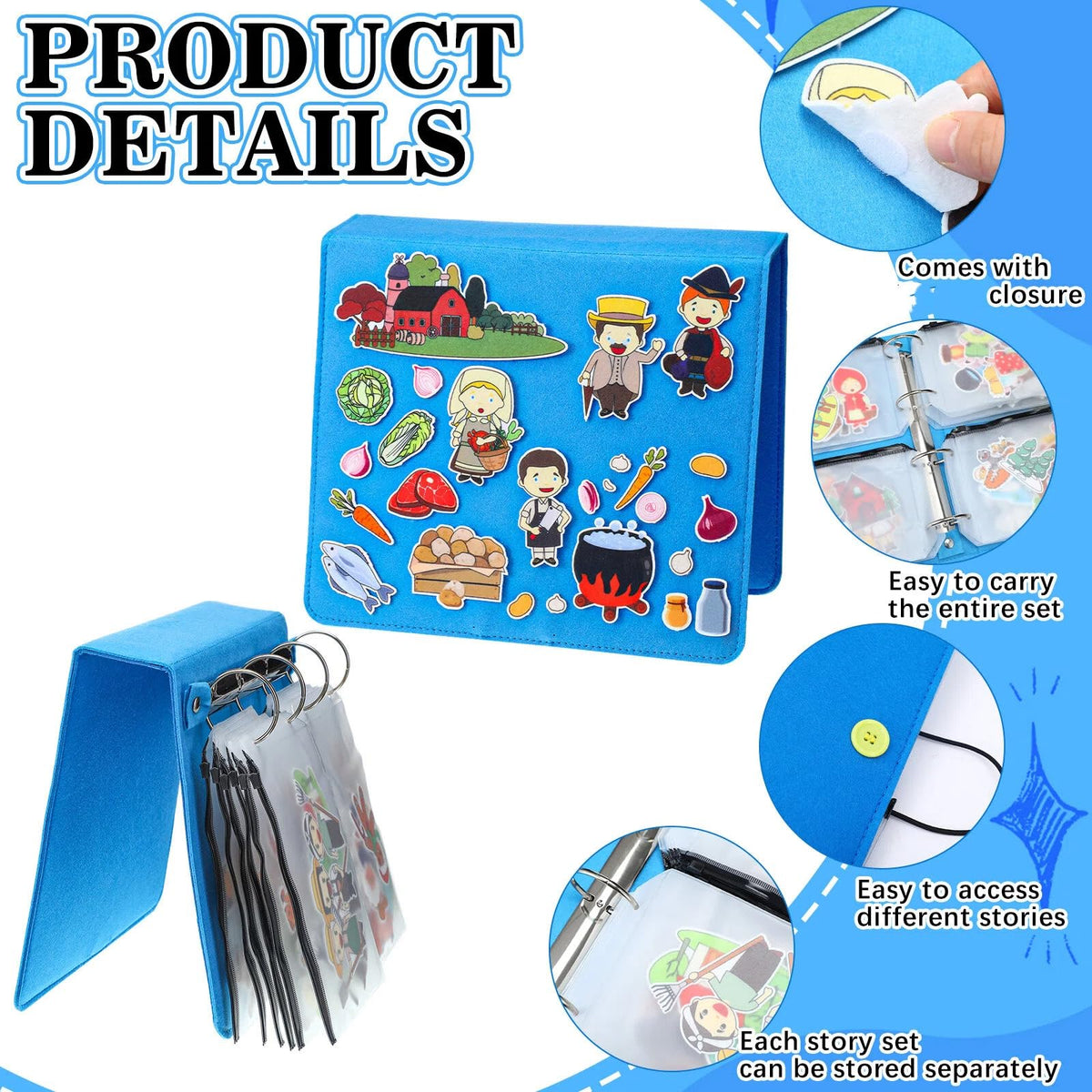 Windkream 13 Pack Felt Board Bible Stories Set, Flannel Board Stories with A Felt Pieces Storage Binder for Preschool Activities(Lovely Style)