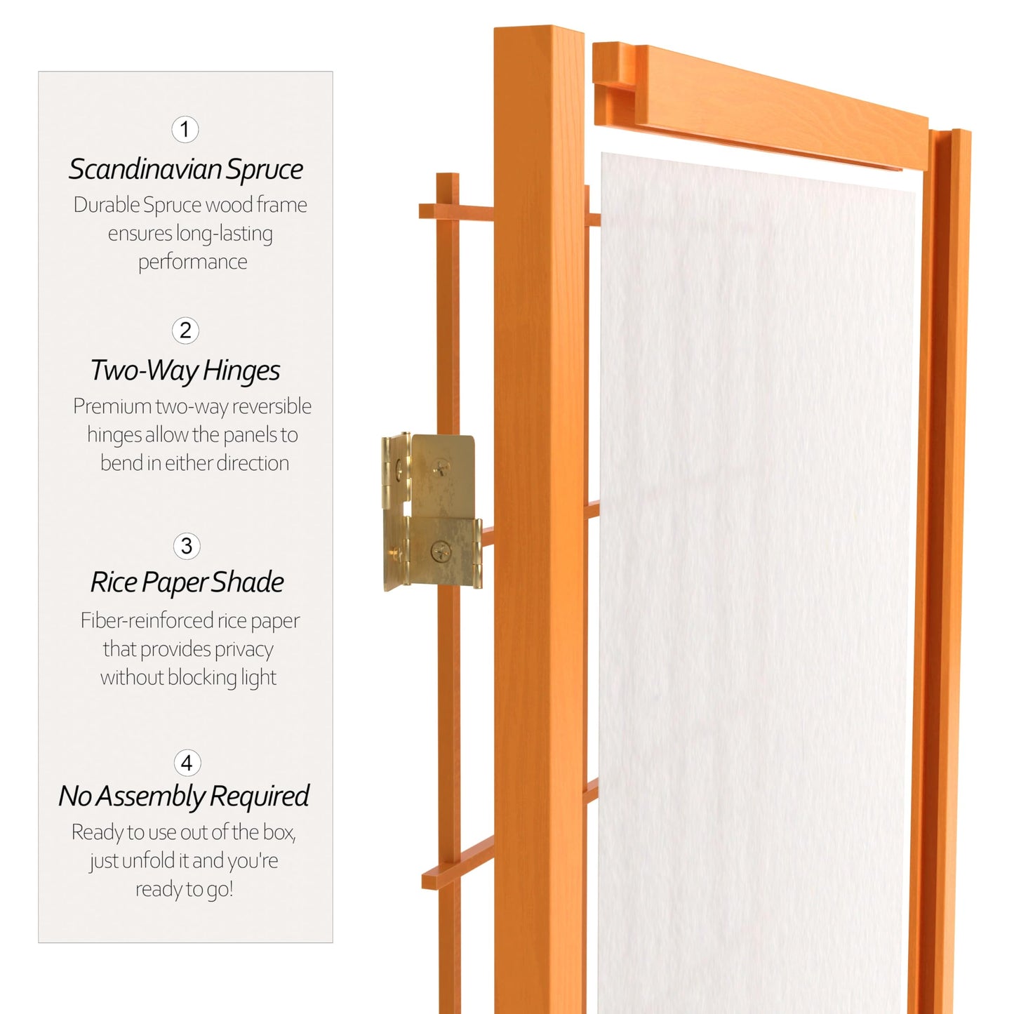 Red Lantern 5 ft. Tall Window Pane Shoji Screen - Honey - 3 Panels