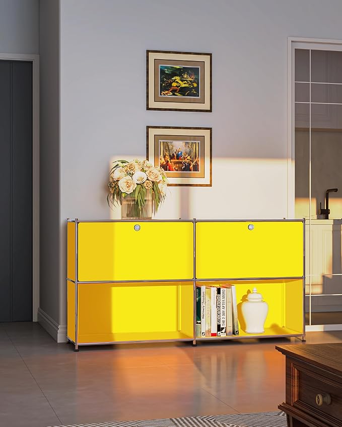 Metal Sideboard with 2 Flap Doors, DIY Modern Home Furnishing, Foyer