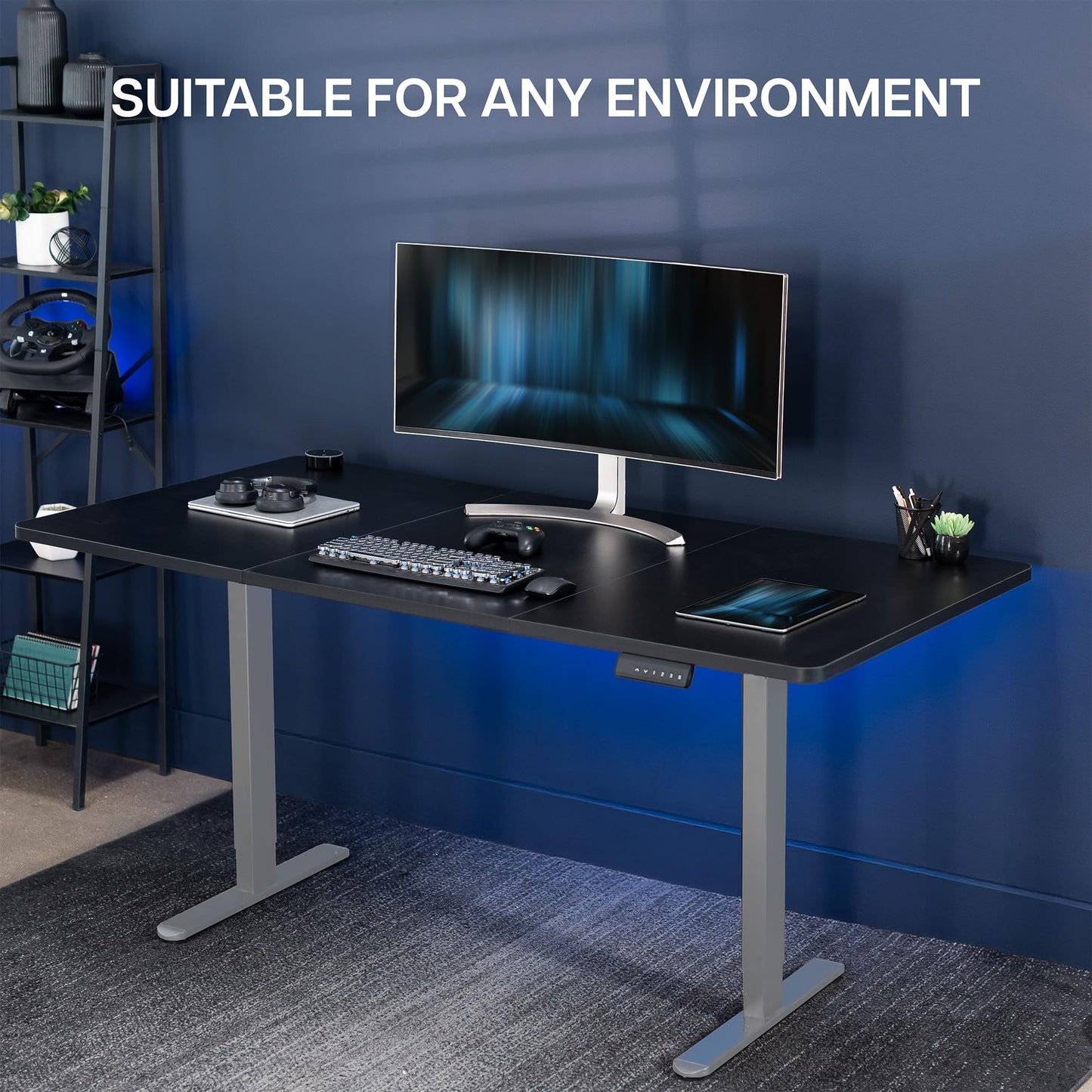 VIVO Electric 71 x 36 inch Standing Desk, Dual Motor Memory Controller Height Adjustment, E2B Series, Black Top Gray Frame, DESK-KIT-E2G7B-36