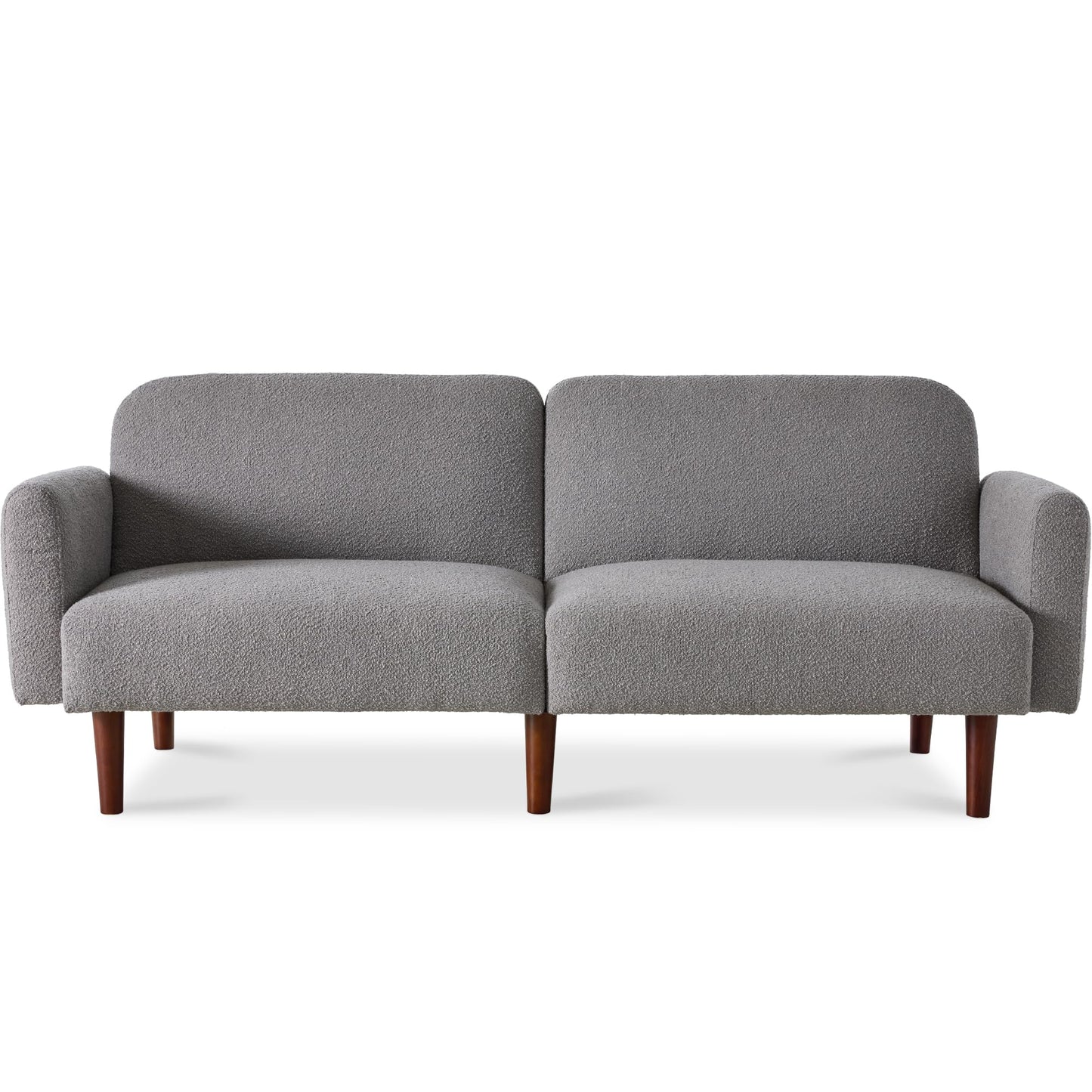 Best Choice Products 77" Mid Century Modern Boucle Loveseat Sofa, Couch, Convertible Sofa Sleeper Bed w/Real Wood, Removable Armrest - Storm Gray