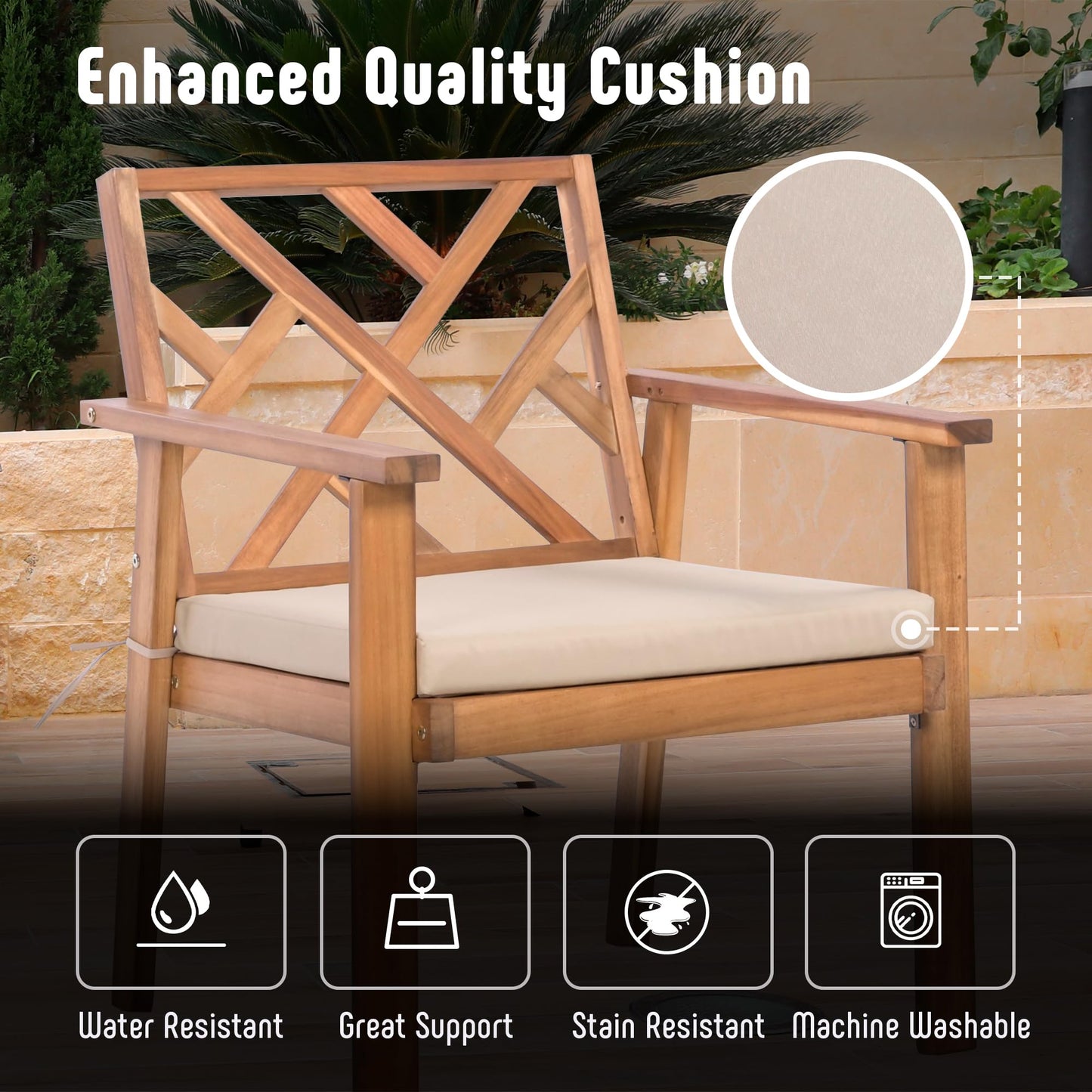 Werph 3-Piece Acacia Wood Outdoor Patio Furniture Set