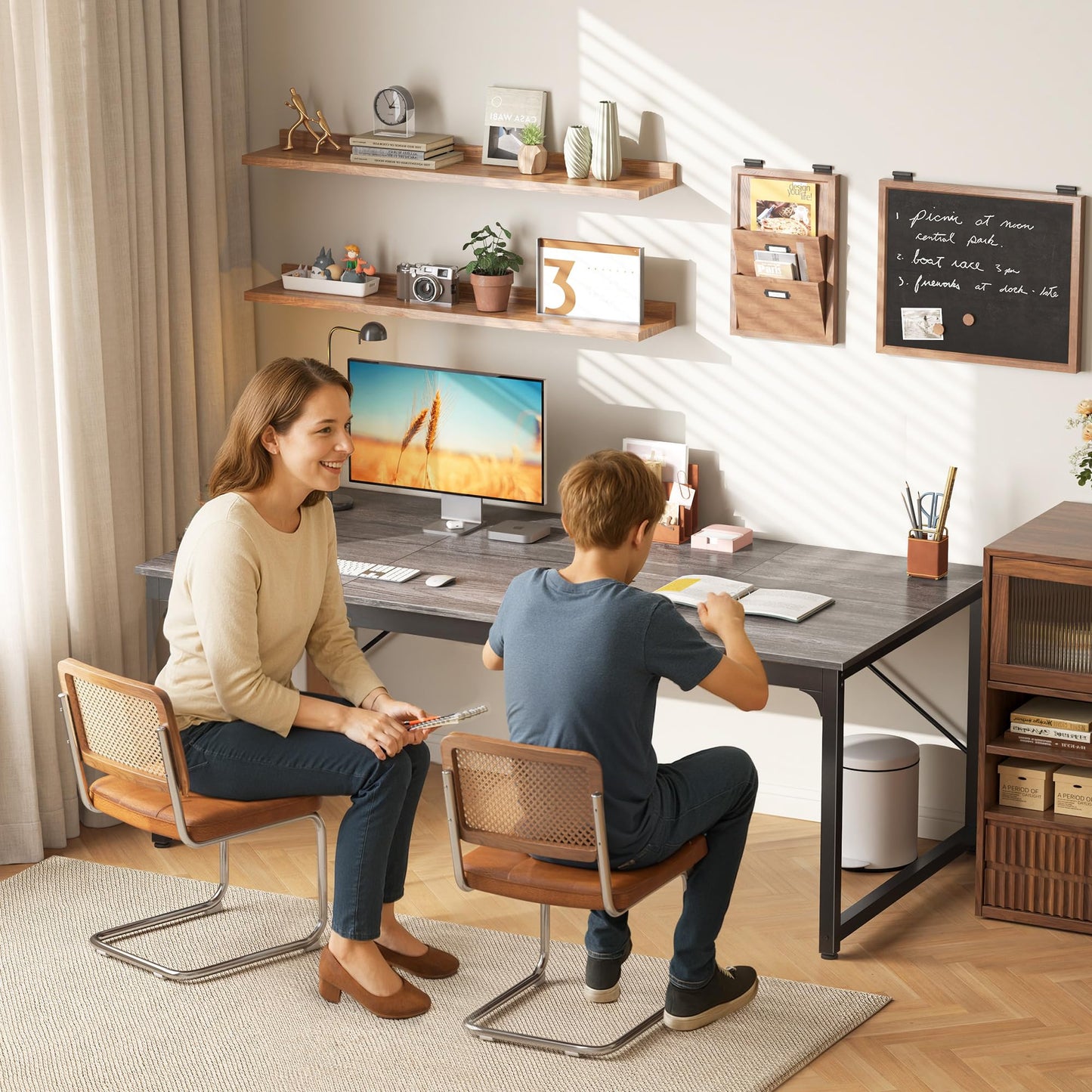 PRAISUN 63 X 29.5 Inch Computer Desk with Deeper Desktop, Gaming Office Writing Work Desk for Home Office, Study, Bedroom, Work from Home, Metal Frame, Grey