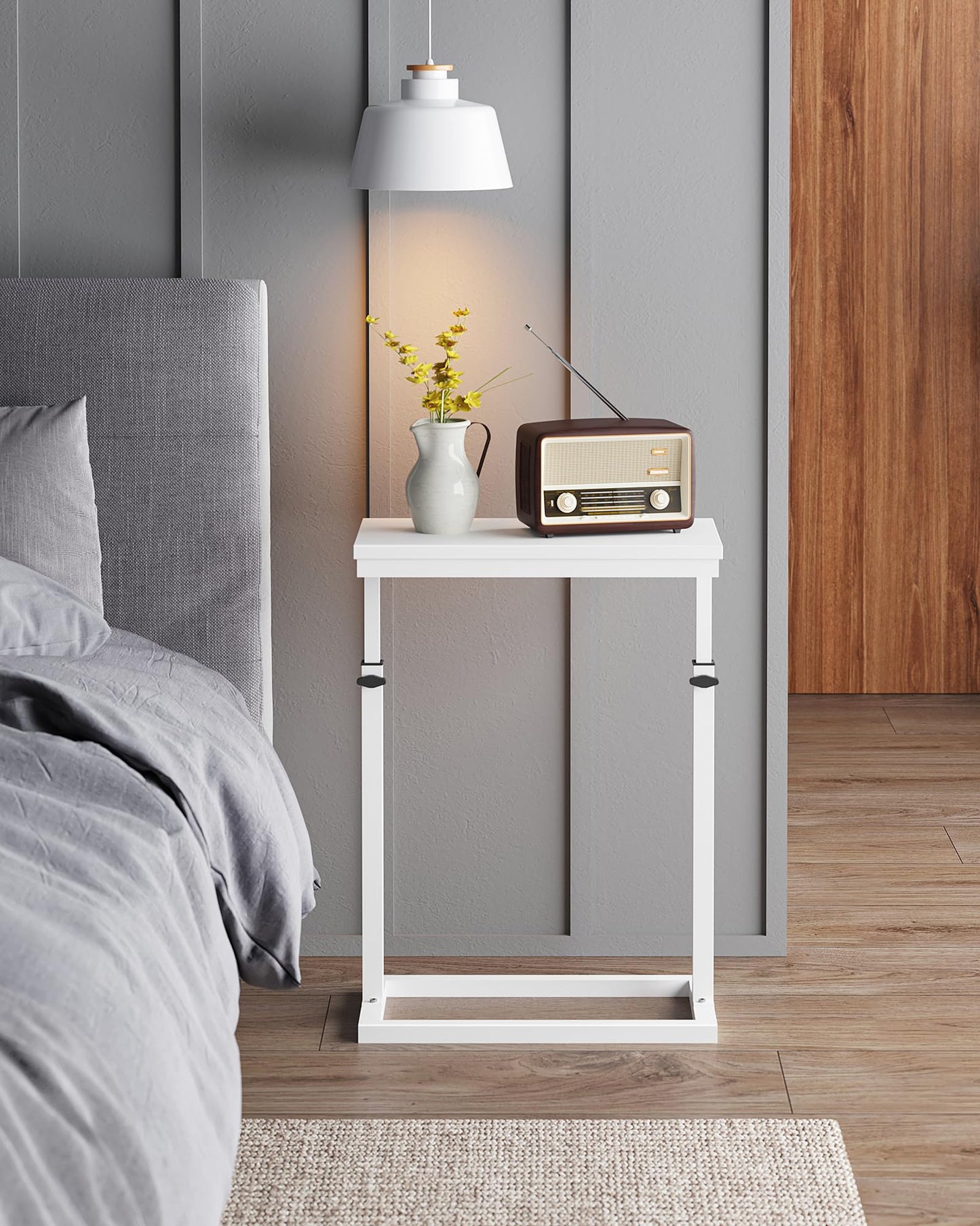 TUTOTAK End Table, Side Table, Tall Couch Table, Sofa Table, Living Room, Bedroom,White TB01BW083