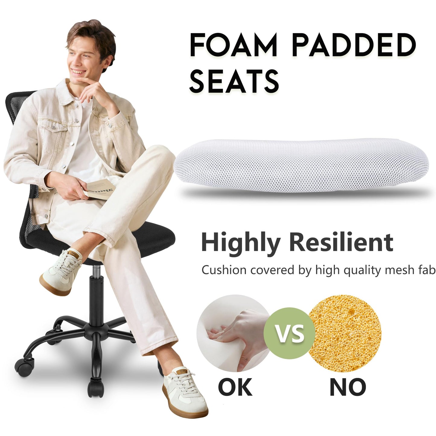 BestOffice Ergonomic Office Chair Desk Chair Mesh Computer Chair Armless Back Support Modern Executive Rolling Swivel Chair with Lumbar Support(Grey)