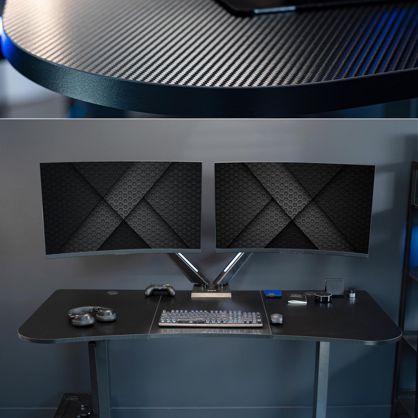 VIVO 63 x 32 inch Universal Table Top for Standard and Sit to Stand Height Adjustable Home and Office Desk Frames, Black Carbon Fiber Desktop, DESK-TOP1R
