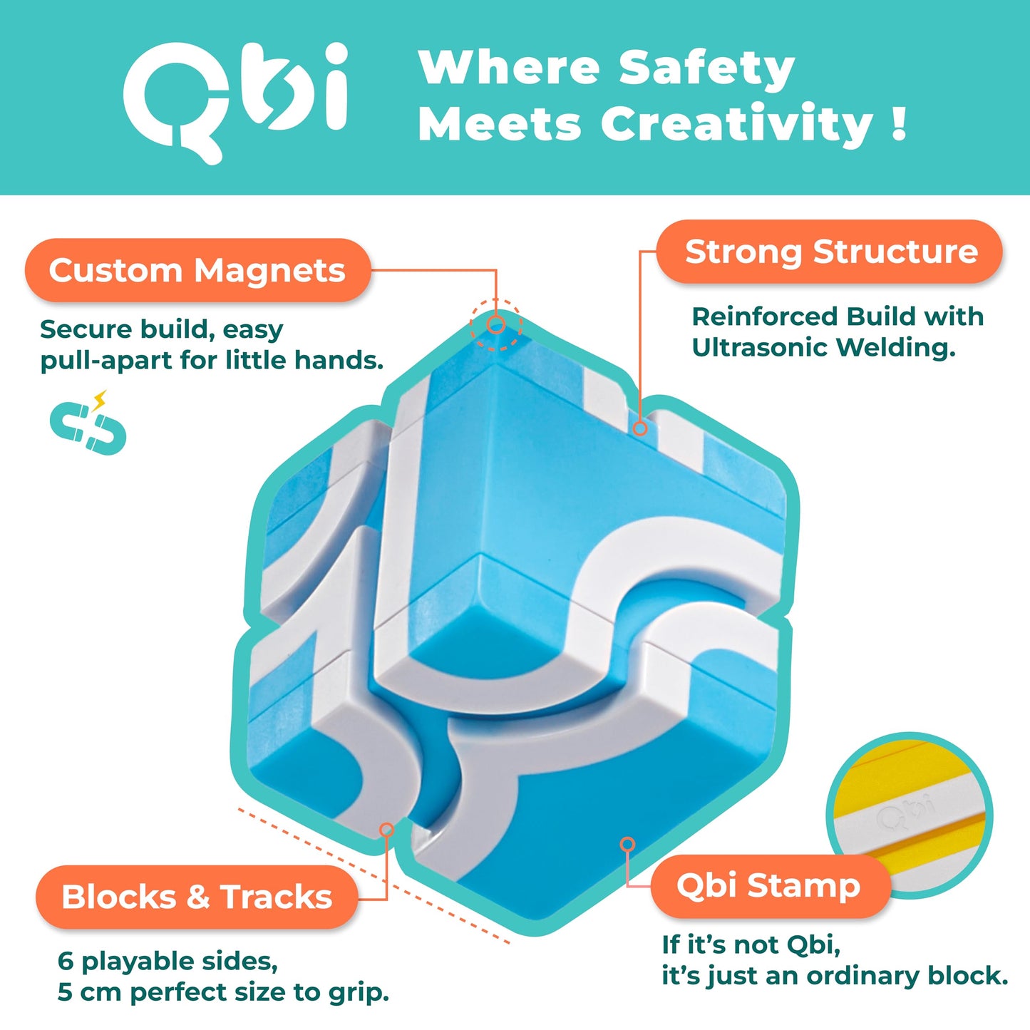 QBI Magnetic Blocks for Toddlers Ages 3+ | STEM Magnetic Block Tracks with Wheel Bulldozer & Tiles | 3D Colorful Magnet Building Blocks for Boys & Girls | Early Learning Sensory Toy – 21 Pieces