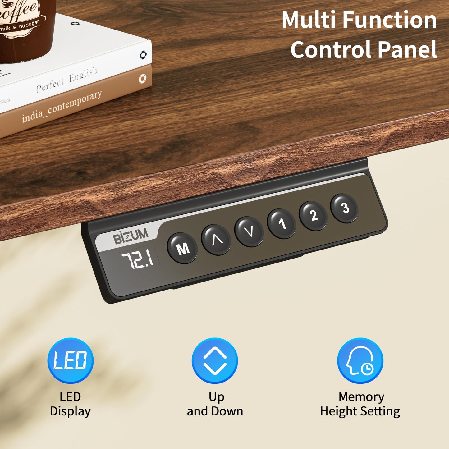 BIZUM 40x24 Inch Electric Standing Desk with Memory Presets, Quiet Motor Height Adjustable Stand Up Desk for Home Office & Gaming, Ergonomic Sit Stand Workstation，Walnut
