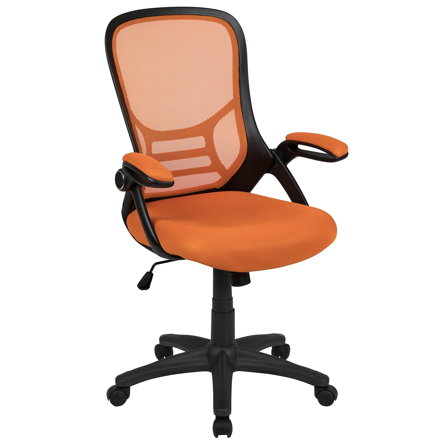 Flash Furniture Porter Mesh High Back Ergonomic Swivel Office Chair with Lumbar Support, Flip-Up Arms, Tilt Lock/Tilt Tension, Height Adjustable, Black/Black Frame