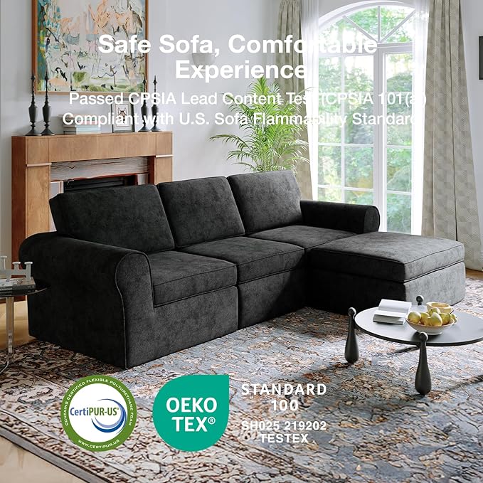 Novilla 138" Modular Sectional Sofa, Modular Sectional Couches