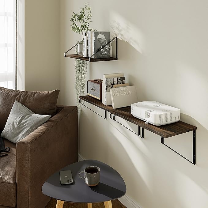BAMEOS Floating Shelves Rustic Wood Wall Shelf, Small Bookshelf