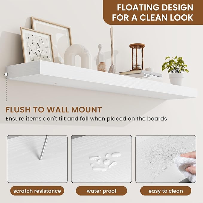 fuqing Floating Shelves for Wall, Wall Mounted Wood Floating Shelf