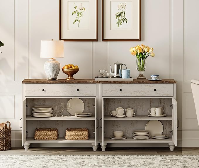 WAMPAT Farmhouse TV Stand for 75 inch TV