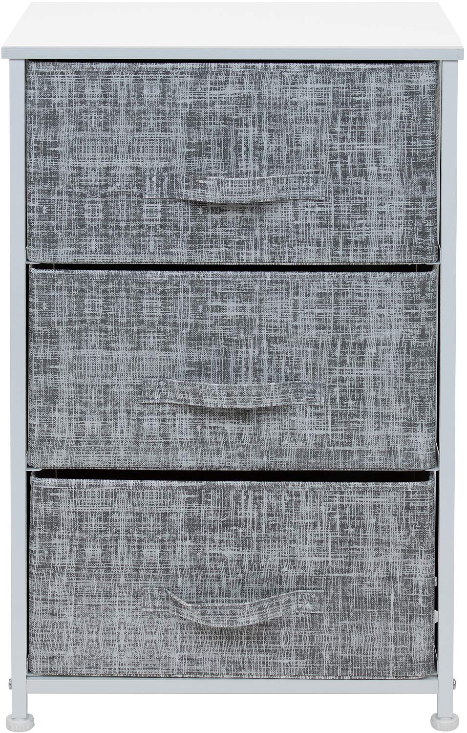 Sorbus Nightstand with 3 Drawers - Bedside Furniture & Night Stand End Table Dresser with Steel Frame, Wood Top, Easy Pull Fabric Bins for Home, Bedroom Accessories, Office & Dorm