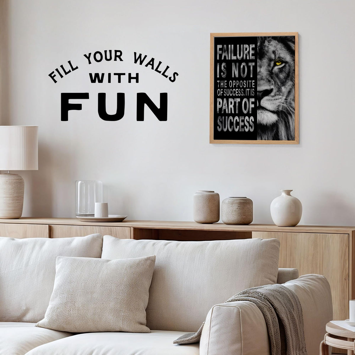 Office Wall Decor for Men 11x14 - Motivational Wall Art - Lion Success Quote Poster - Masculine Inspirational Art - Black and White Motivational Quotes - Home Office Gym Decoration - UNFRAMED