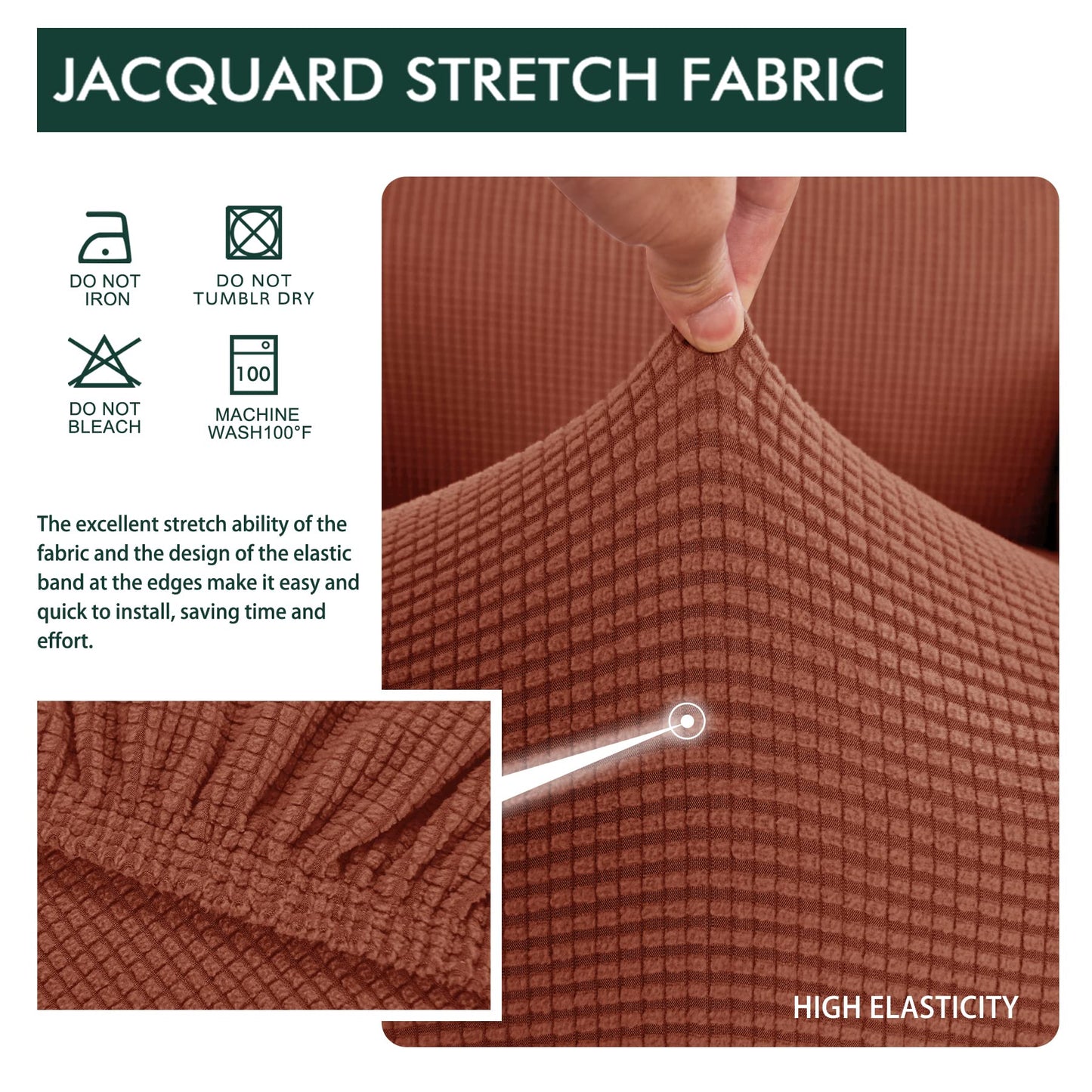 Hokway Couch Cushion Covers Stretch Cushion Covers Sofa Seat Cushion Slipcover Cushion Protector(Brick, Medium)