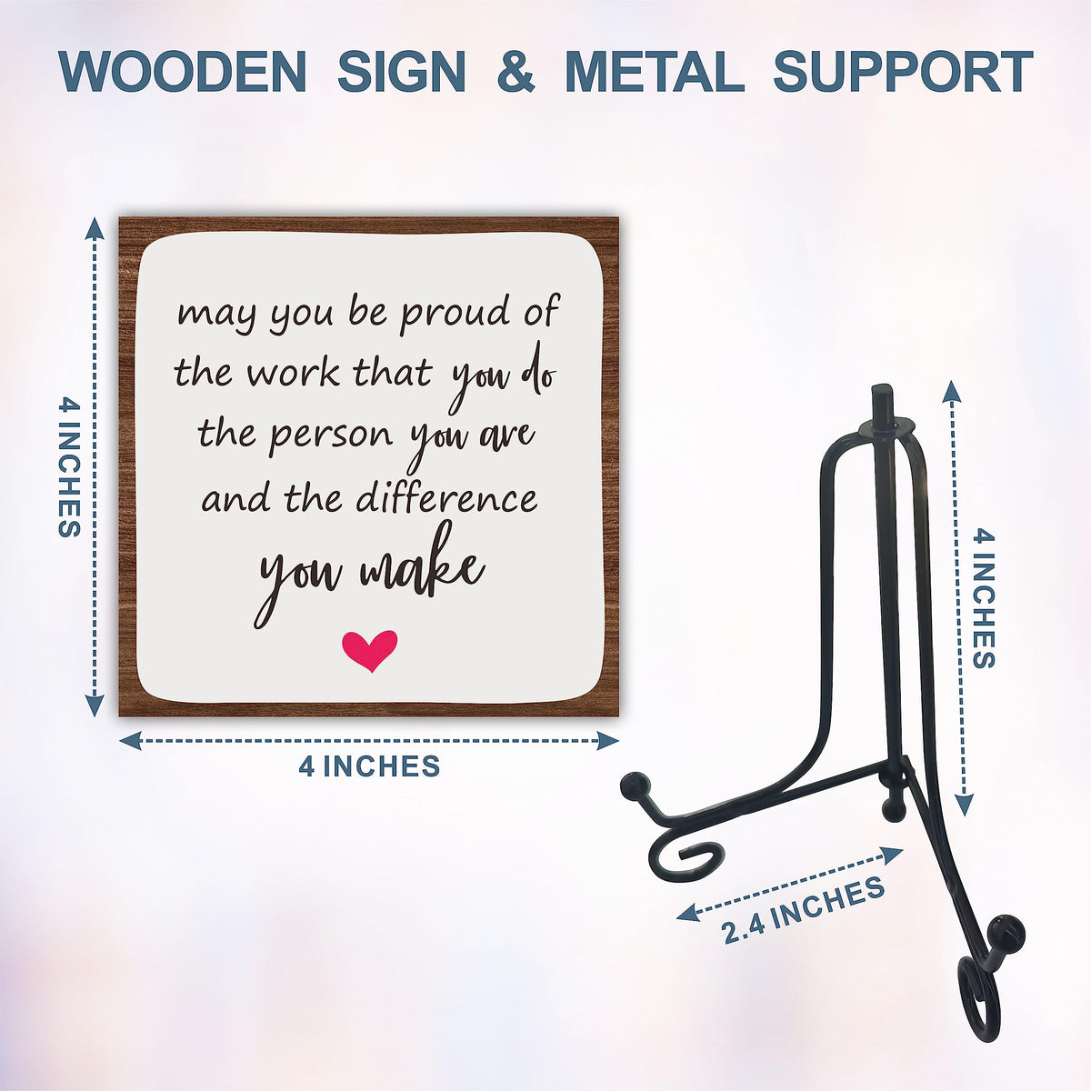 Wooden Gift Sign Positive Reminder - May You Be Proud- Motivational Wood Plaque With A Support Frame - Home & Office Inspirational Gifts For Women And Man,Coworker Office Desk Decor & Accessories - A16