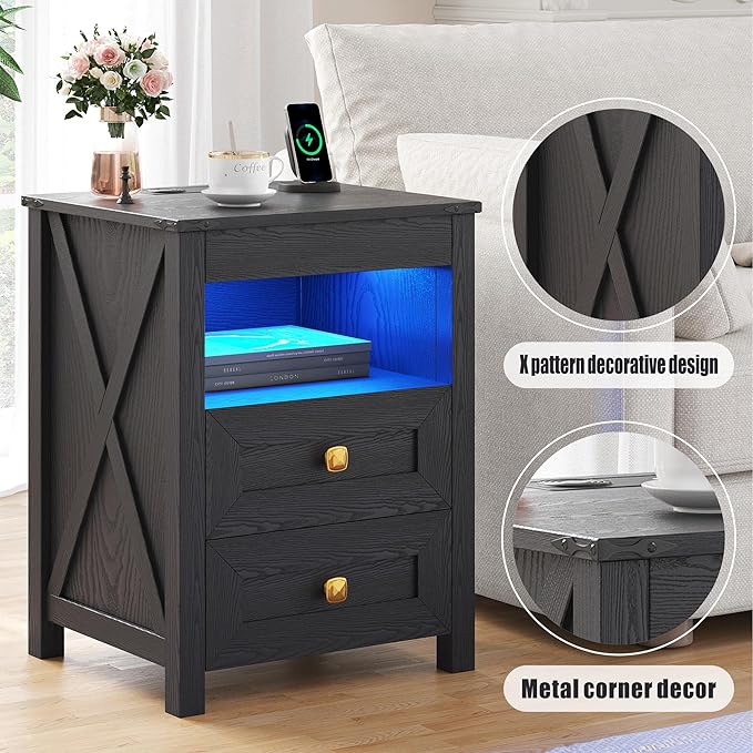 HWB LED Nightstand Set of 2