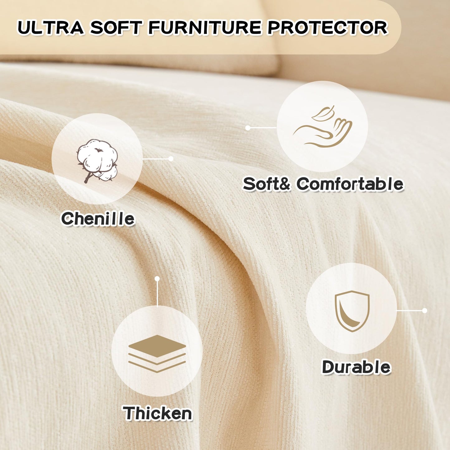 Couch Cover for Sectional Sofa, 2 PCS Sectional Couch Covers for L Shape Sofa Cover, Furniture Blanket for Pets, L Shaped Couch Cover, Sofa Slipcover for 3-4 Cushion Couch (71"x118"+91"x134", Beige)