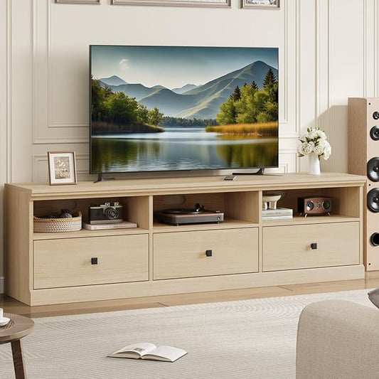 IDEALHOUSE 70in TV Stand for TVs up to 80", Mid Century Modern Entertainment