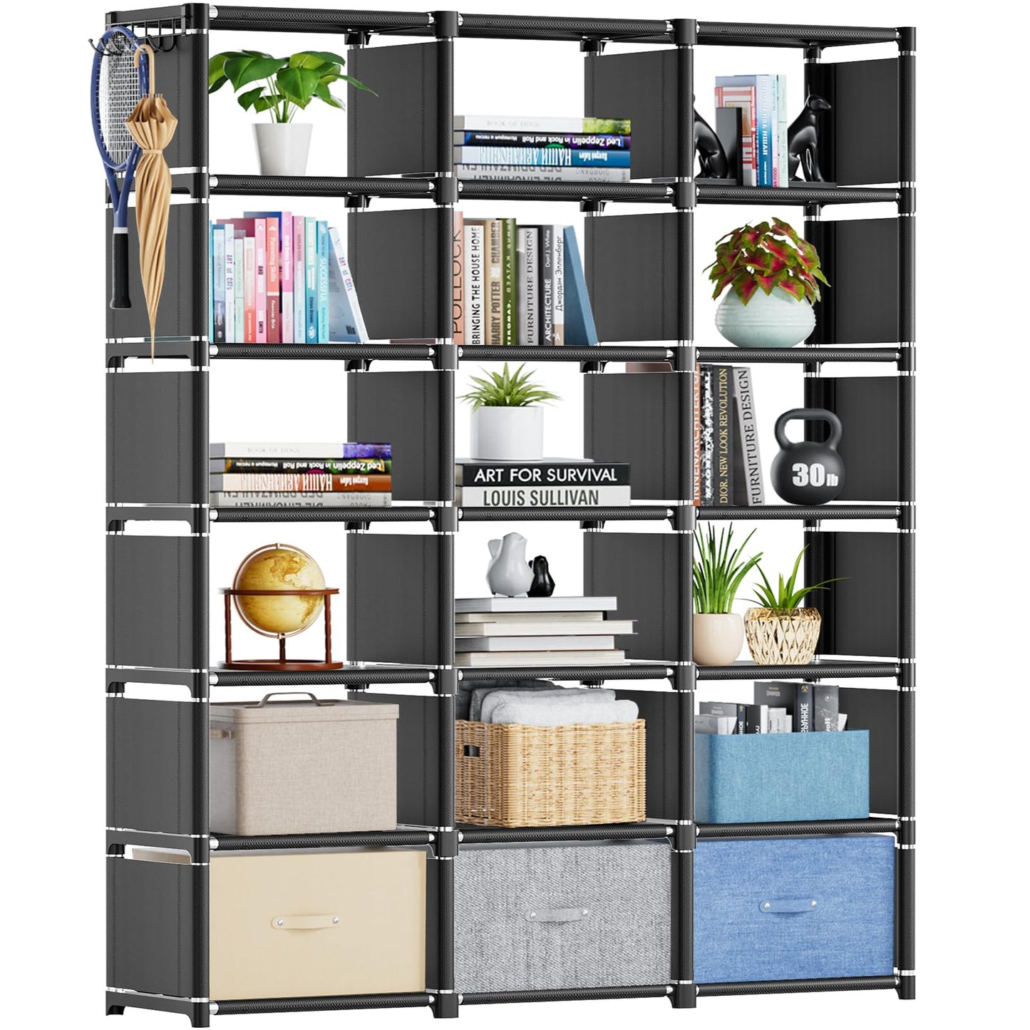 Mavivegue Book Shelf, 18 Cube Storage Organizer, DIY Bookcase, Metal Cube Bookshelf, Cubbies Closet Storage Organizer Shelves for Bedroom,Living Room,Home,Office