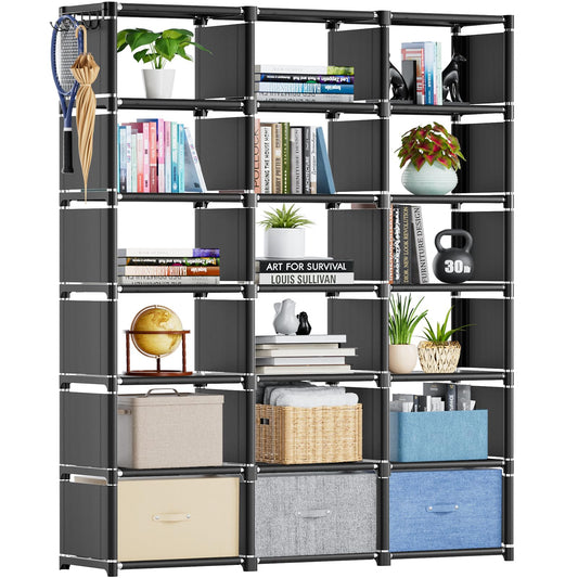 Mavivegue Book Shelf, 18 Cube Storage Organizer, DIY Bookcase, Metal Cube Bookshelf, Cubbies Closet Storage Organizer Shelves for Bedroom,Living Room,Home,Office