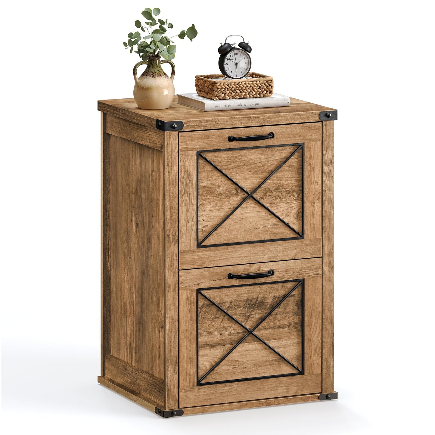 VASAGLE File Cabinet, Filing Cabinet with 2 File Drawers, Printer Stand, Fit A4, Letter Size, Hanging File Folders, Modern Farmhouse Style, for Home Office, Honey Brown UOFC048T41