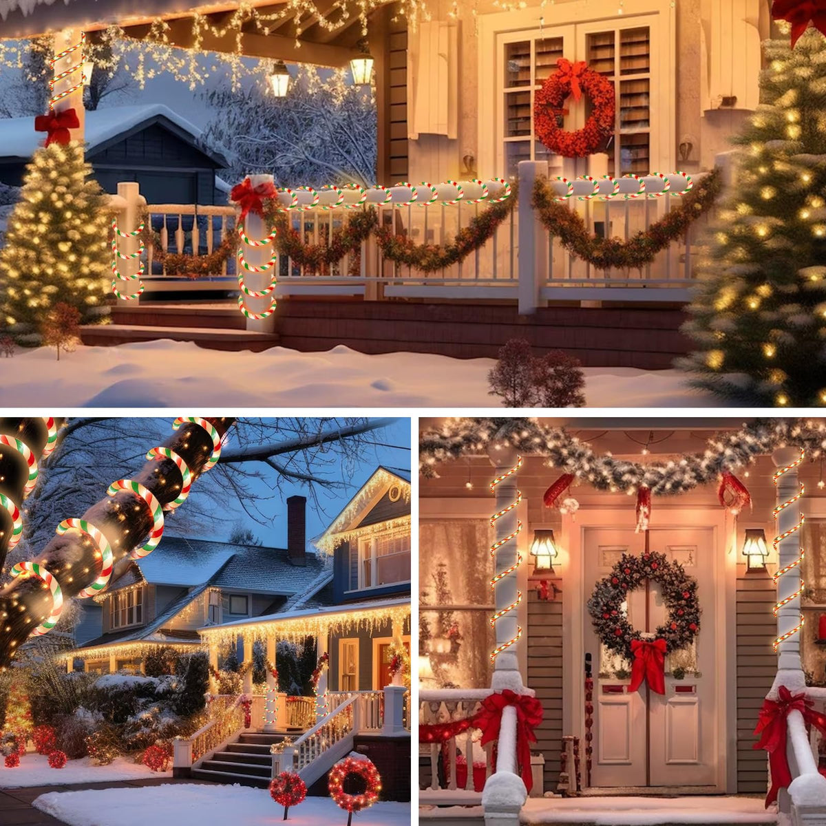 Vigdur Christmas Candy Cane Lights - 18FT LED Candy Cane Rope Lights Outdoor Waterproof Decorative Christmas Lights for Holiday Party Home Patio Indoor Xmas Decorations(216 LEDs)
