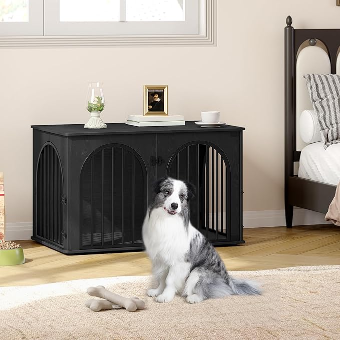 Hzuaneri 39.4" Wooden Dog Crate Furniture, Indoor Dog Kennel Dogs Cage