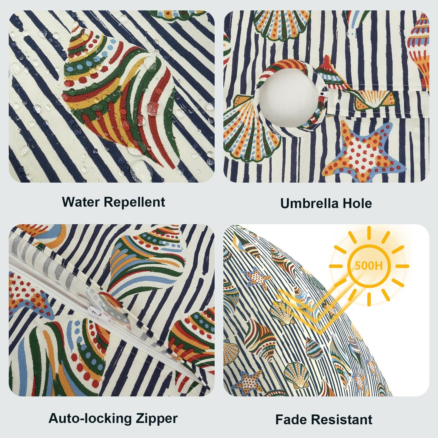 LVTXIII Rectangle Outdoor Tablecloth with Umbrella Hole and Zipper, Water-Repellent 60 x 84 Inch Patio Table Cover for Picnic, Garden, Backyard Dining, Cabana Shells