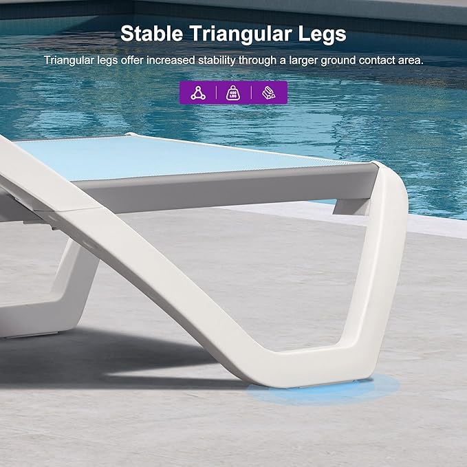 PURPLE LEAF Patio Chaise Lounge Chair Set of 3 Outside Aluminum Plastic