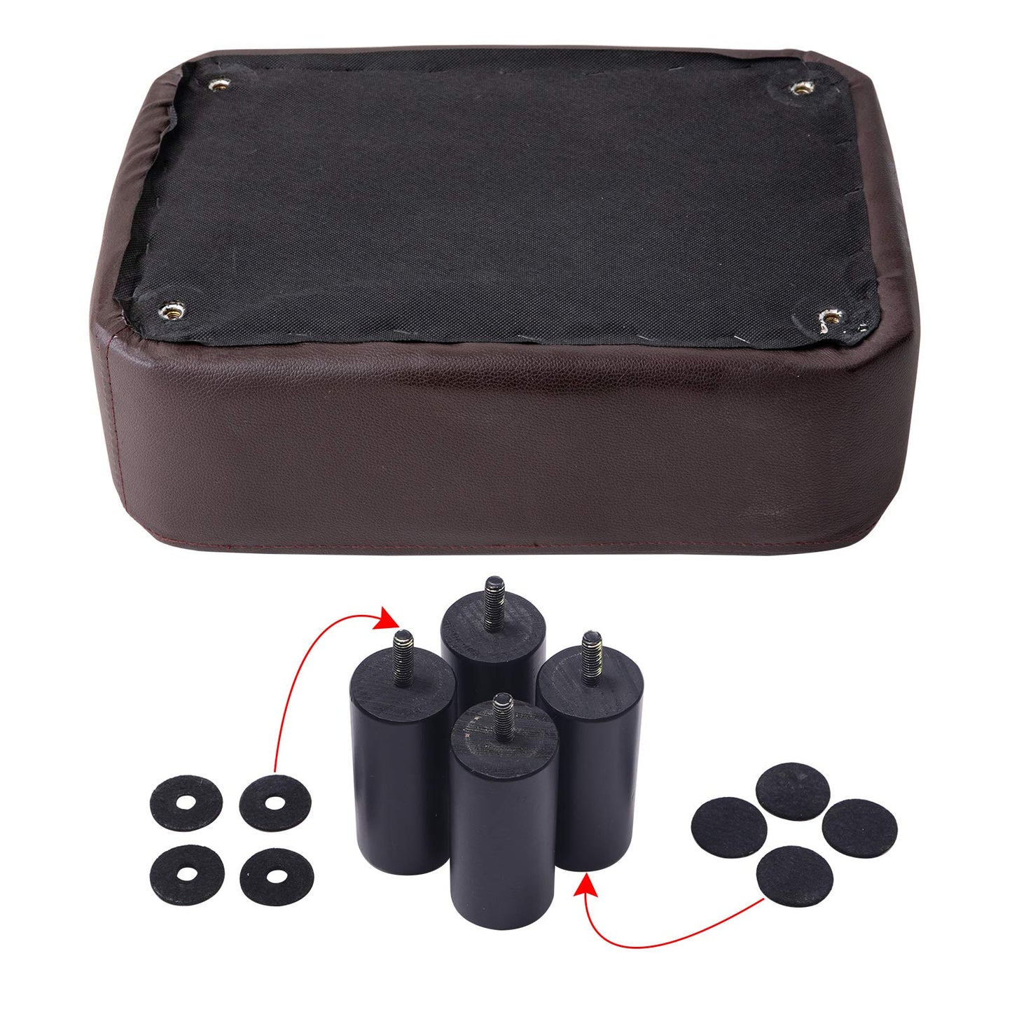 IBUYKE 16.54" Small Footstool, PU Faux Leather Step Stool, with Padded Seat Pine Wood Legs and Padded Rectangular Stool, for Bedroom, Brown RF-BD209