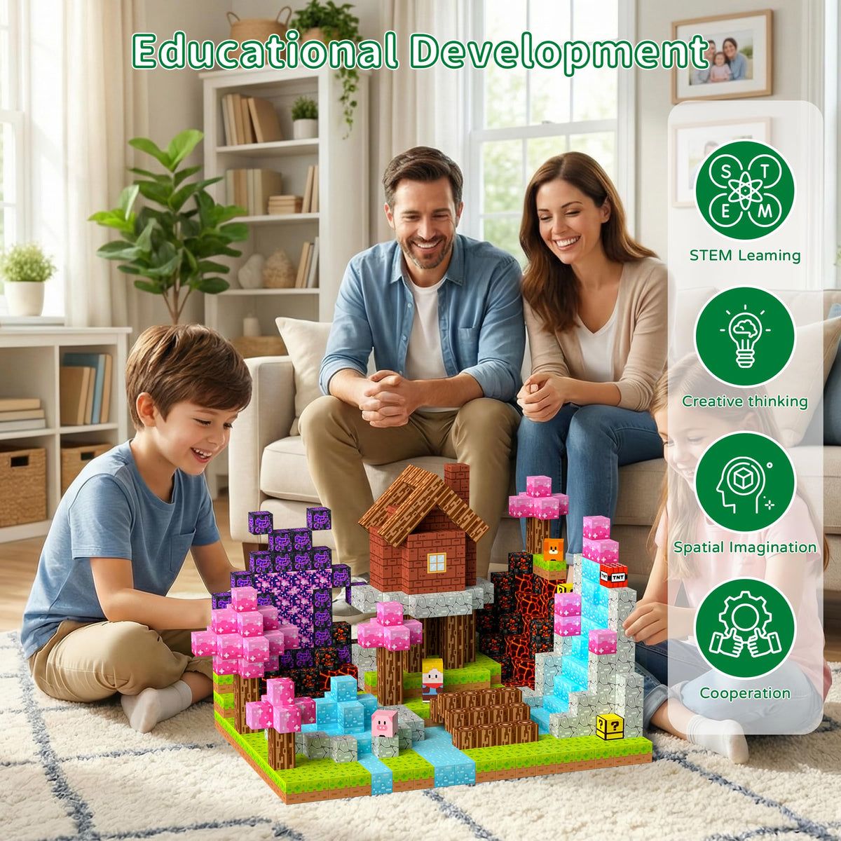 Petenjoy 100PCS Magnetic Blocks - Magnetic Building Blocks, Magnet Blocks Cubes, STEM Learning Sensory Magnet Toy for Kids Ages 3 4 5 6 7 8 9 10 11, Birthday Gifts for Boys and Girls