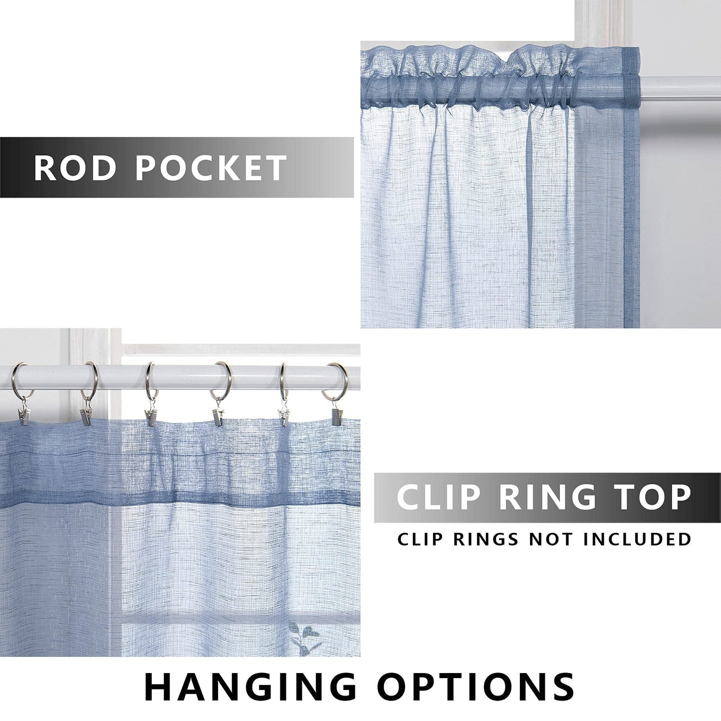 KOUFALL Nursery Curtains Baby Boys Room,Light Dusty Blue Sheer Classroom Curtains for Windows,63 Inch Length 2 Panel Set