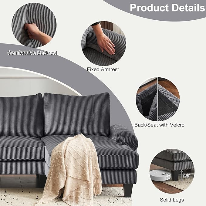Karl home U-Shape Sectional Sofa Couch 111" Modern 4-Seat Sofa