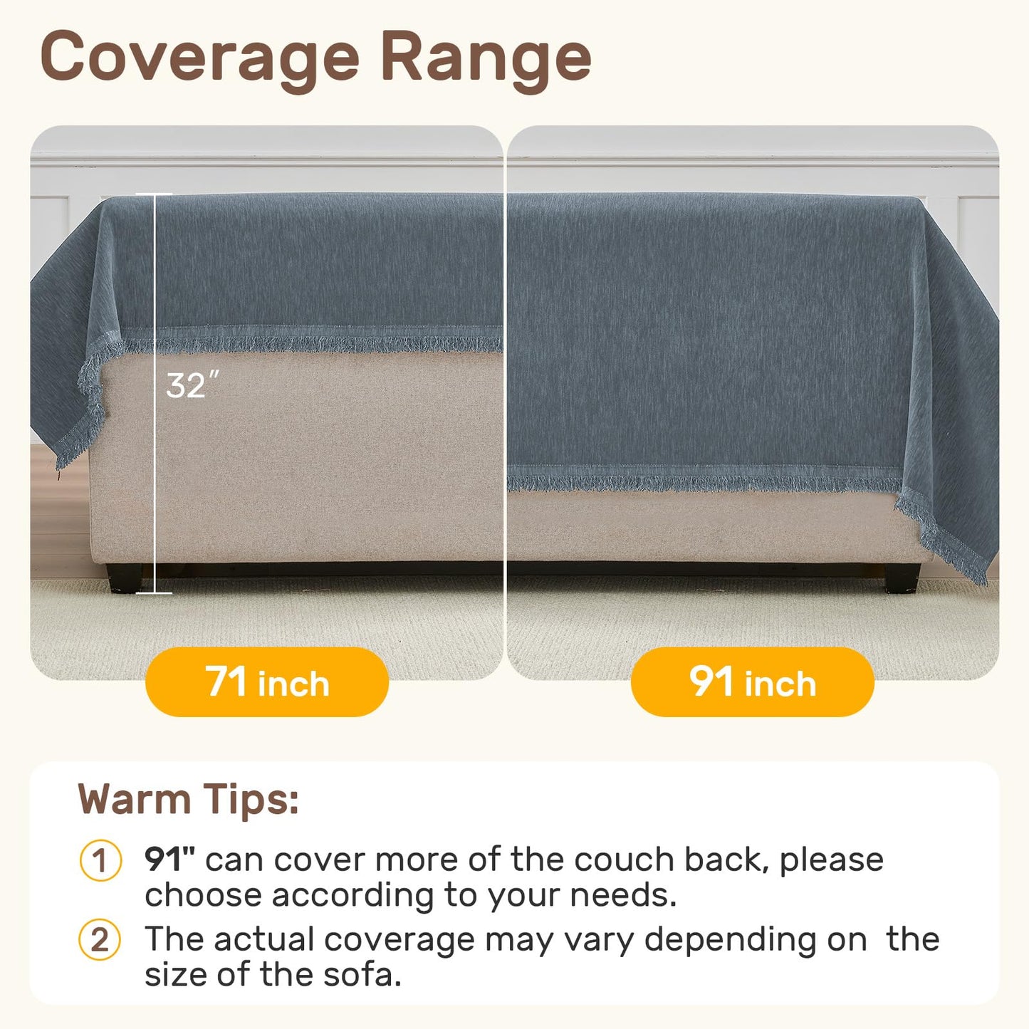 Houmiggle Sectional Couch Covers, 2 Pieces Washable L Shaped Couch Covers Sofa Blanket for Dogs Pet Friendly Sectional Sofa Slipcovers Furniture Covers,71"x118"+91"x134",(XXX-Large,Dusty Blue)