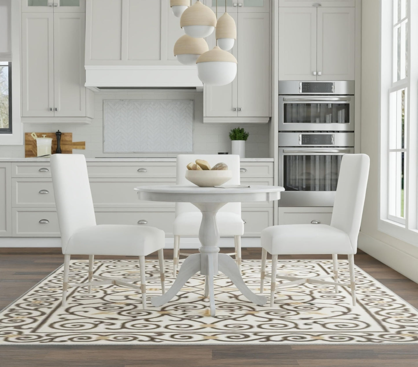 Carolina Chair & Table Fairview Round Dining Table – Classic American Style Furniture, Seats 2-4 Person Wooden Top Pedestal Base Table for Kitchen or Dining Room (Whitewash, 36")