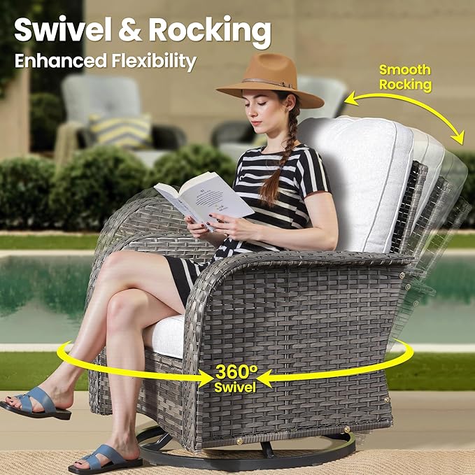 ovios 3-Piece Patio Furniture Set, Outdoor Wicker Sofa