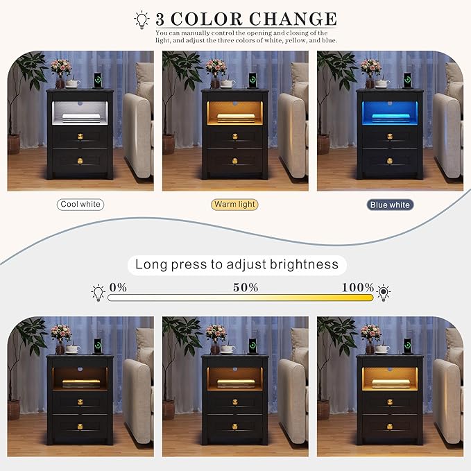 HWB LED Nightstand Set of 2