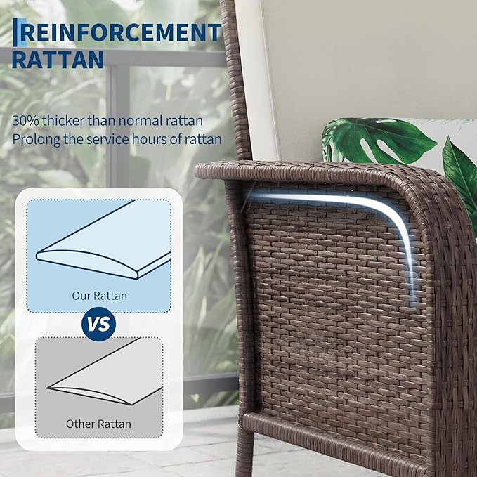 Garvee 2 Pieces Patio Furniture Set, Outdoor Wicker Chairs of 2, All Weather