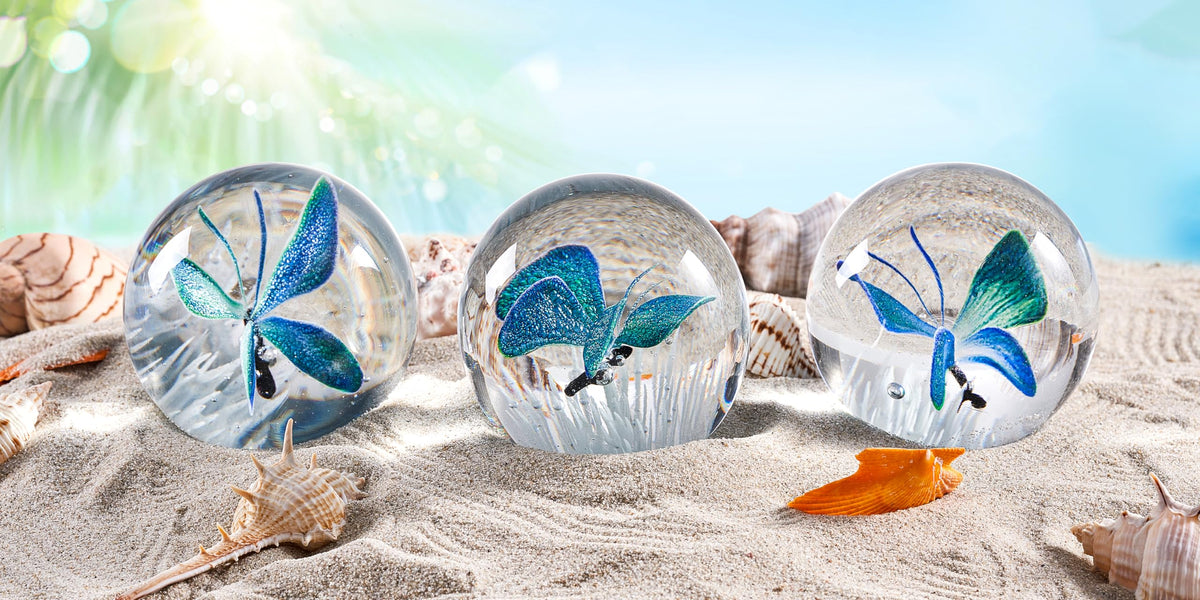 EUSTUMA Hand Blown Glass Butterfly Paperweight for Office Desk,Home Decor Collectible