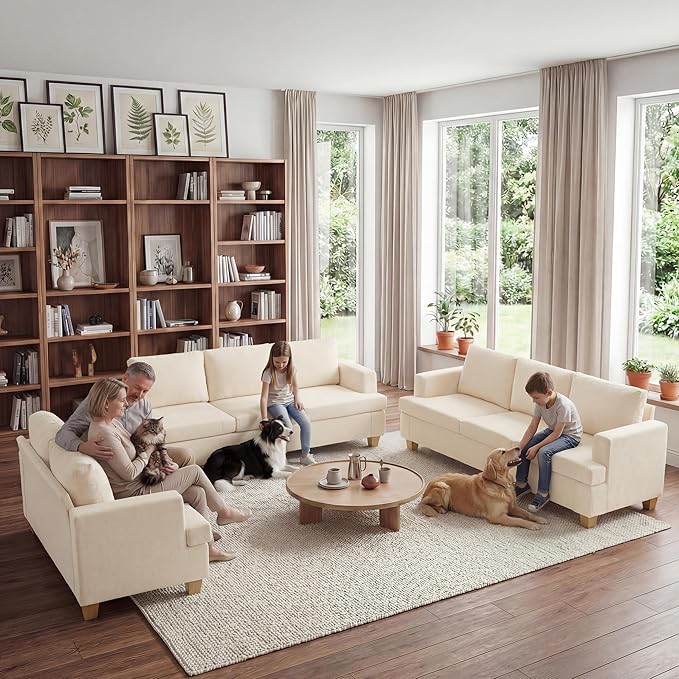 Apicizon 3 Pieces Couch Set Living Room Furniture Sets, Loveseat Sofa & 3