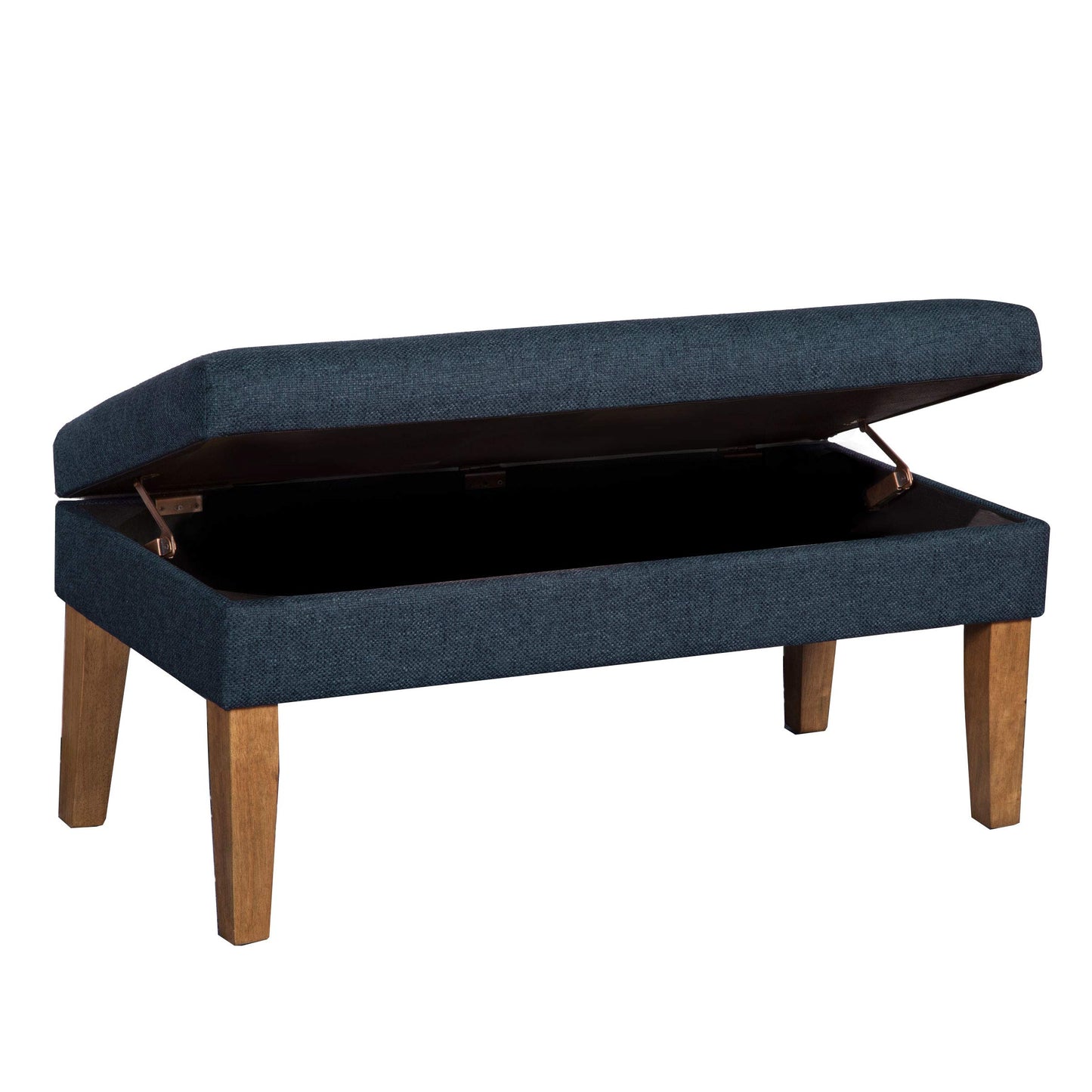 Homepop Home Decor | Upholstered Decorative Storage Ottoman Bench | Ottoman Bench with Storage for Living Room & Bedroom | Decorative Home Furniture, Navy Large