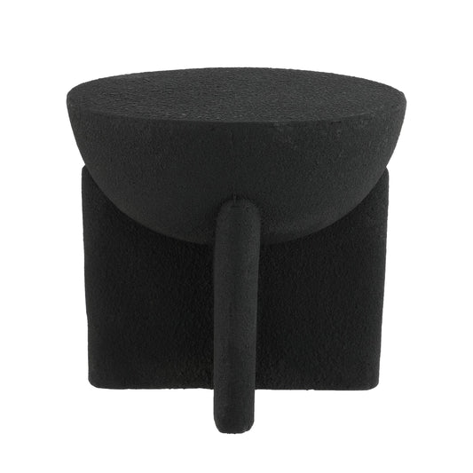 JONATHAN Y Brady Indoor/Outdoor Accent Table & Garden Stool, Minimalist Geometric Weather Resistant Sculptural Side Table for Patio, 17.75" x 16.25", Black Frosted TBL1109A