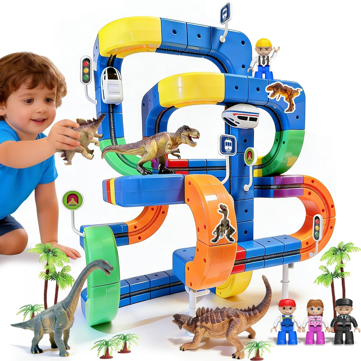 3D Gravity-Defying Electric Train Set – 140 Pcs DIY Flexible Cube Track, Build Any Track You Imagine, Safe & Durable STEM Toy for Kids 3-12, Encourages Creativity & Problem-Solving