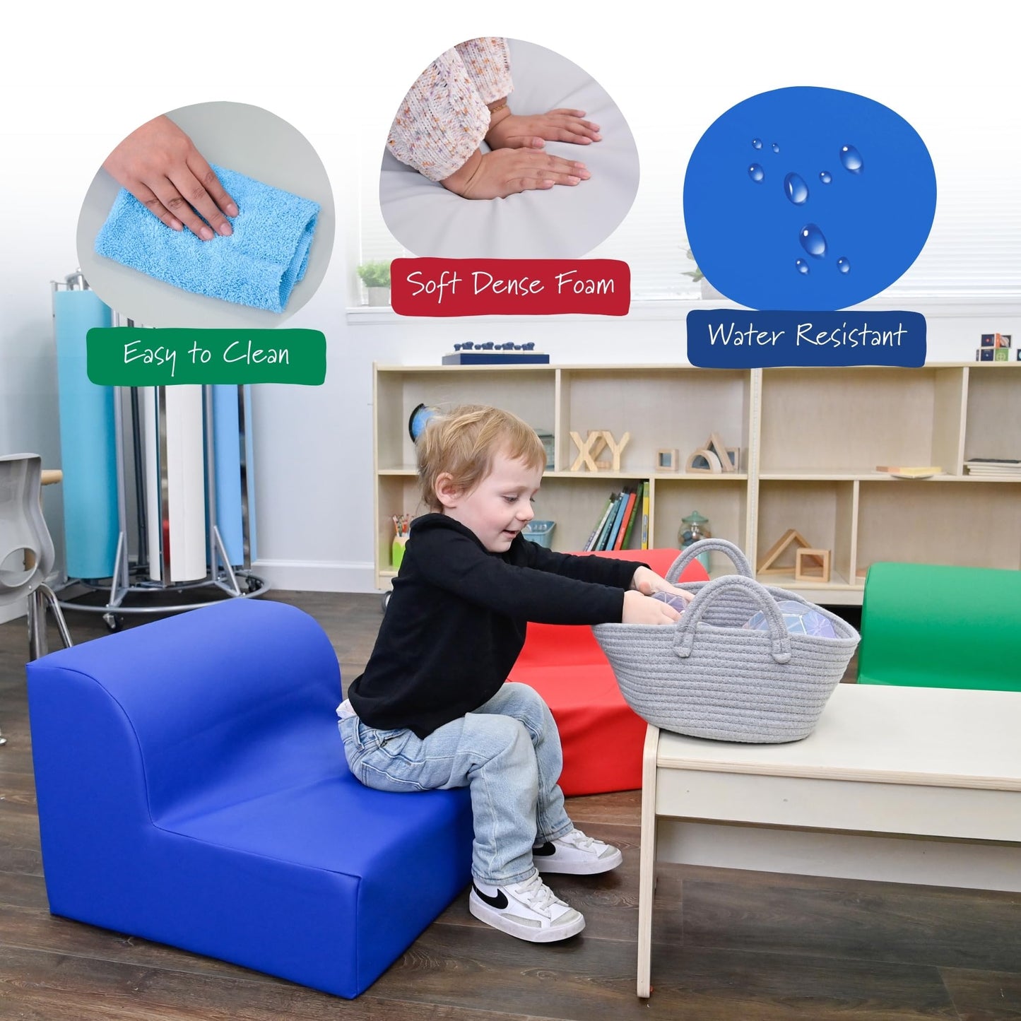 Children's Factory Library Lounger, Flexible Seating Classroom Furniture, Comfy Kids Chairs, Green, Single Lounger