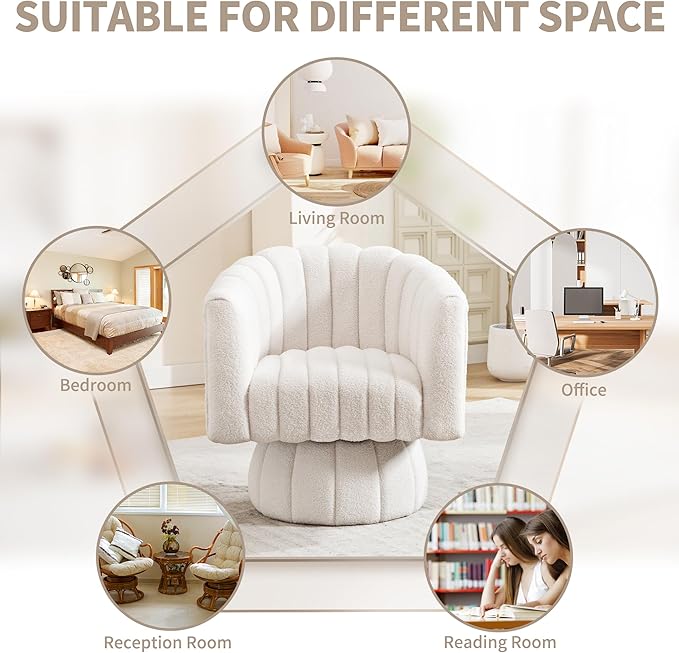 Swivel Accent Barrel Chair Set of 2- Cute Comfy Small Round 360° Arm Chair