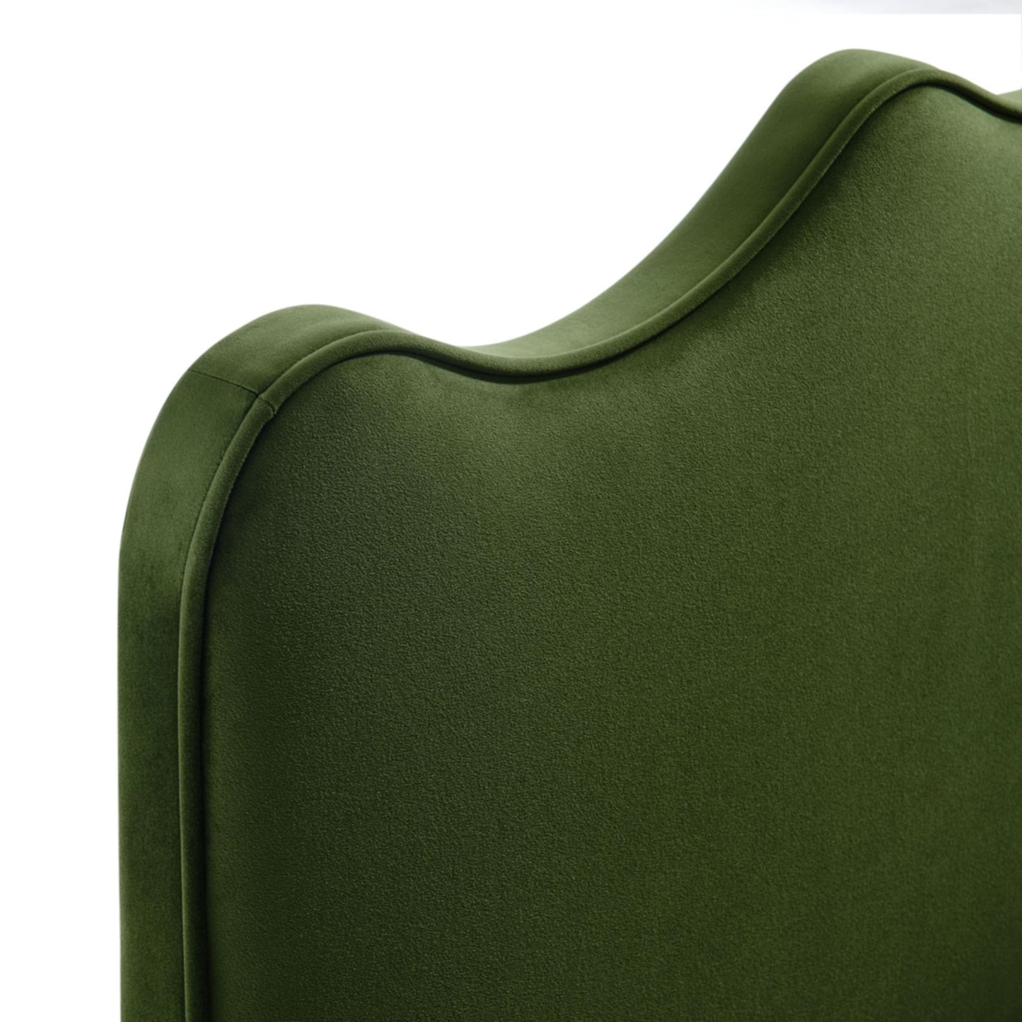 Monday Athena Twin Size Performance Velvet Adjustable Headboard in Moss Green - with Scalloped Wave Design and Stain-Resistant Velvet Upholstery