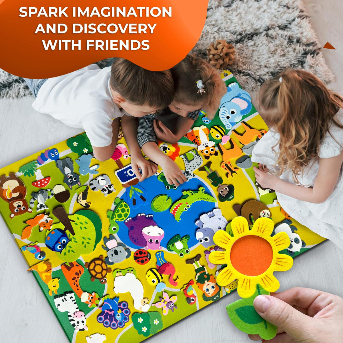QUOKKA Zoo Felt Board for Toddlers 51 PCS - Double-Thick Felt Board Story Set - Durable Wall Activity Panel - Ideal for Storytelling Indoor Toddler Activities and Classroom