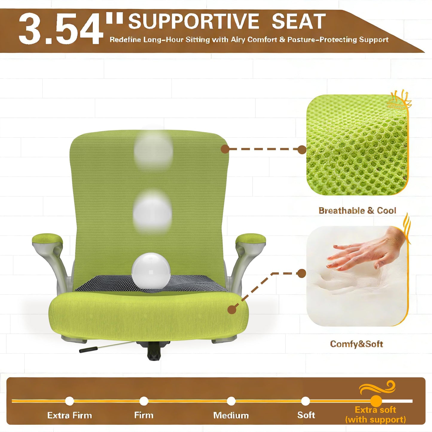 Ergonomic Office Chair for Long Hours, Relieve Back Pressure, Stay Comfortable & Focused All Day, 330LBS Capacity, Ideal for Home Office, Office & Study